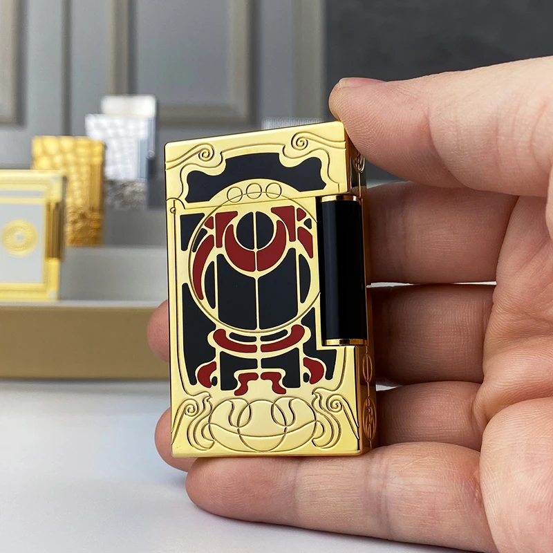 

New vintage Lighter Bright Sound brass shell windproof gas lighter for cigarette men's gift