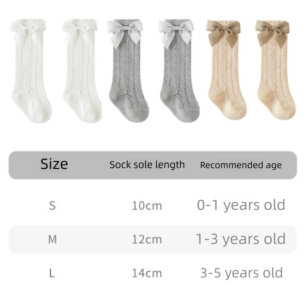 Warm Bowknot Girl's Cotton Socks Soft Elastic Mesh Princess Socks Comfortable Breathable Toddler Hosiery Lolita