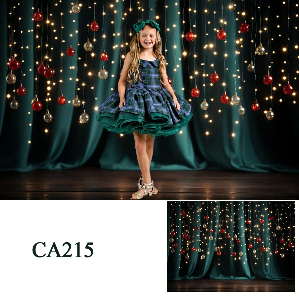 크리스마스 파티 배경 레드 그린 커튼 벽지 배너, 크리스마스 볼 장식 배경 소품, 가족 스튜디오 초상화 사진