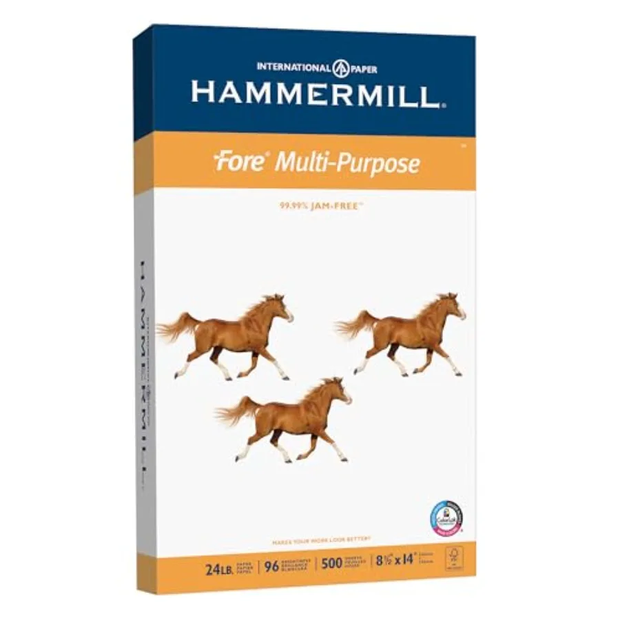 Paper, Fore Multipurpose Paper, 8.5 x 14 Paper, Legal Size, 20lb Paper, 96 Bright, 1 Ream/ 500 Sheets 101279R Acid Free Paper