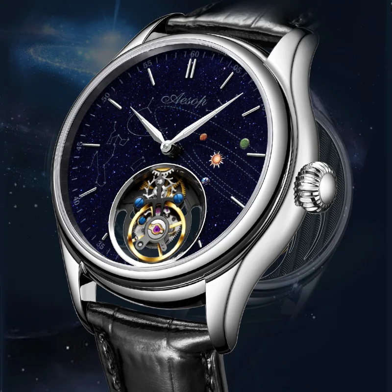 AESOP Manual Star Tourbillon Mechanical Watch Men's Watch Fashion Advanced Popular Waterpoof Business Watch