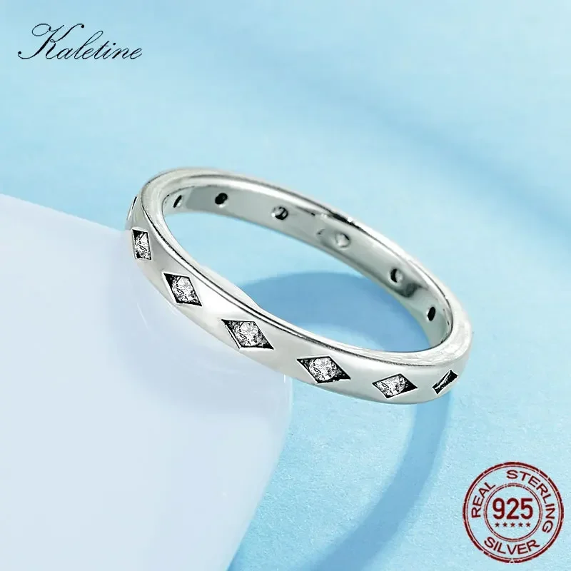 Authentic Solid Sterling 925 Silver Rings Cubic Zirconia Geometric Ring Wedding Band for Women Men Silver Jewelry Luxury KLTR082