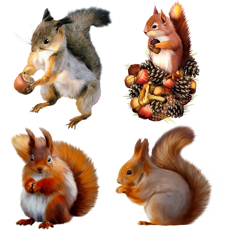 C256# Cartoon Hand-Painted Brown Squirrel Wall Sticker Bathroom Toilet Decor Living Room Cabinet Refrigerator Home Decals