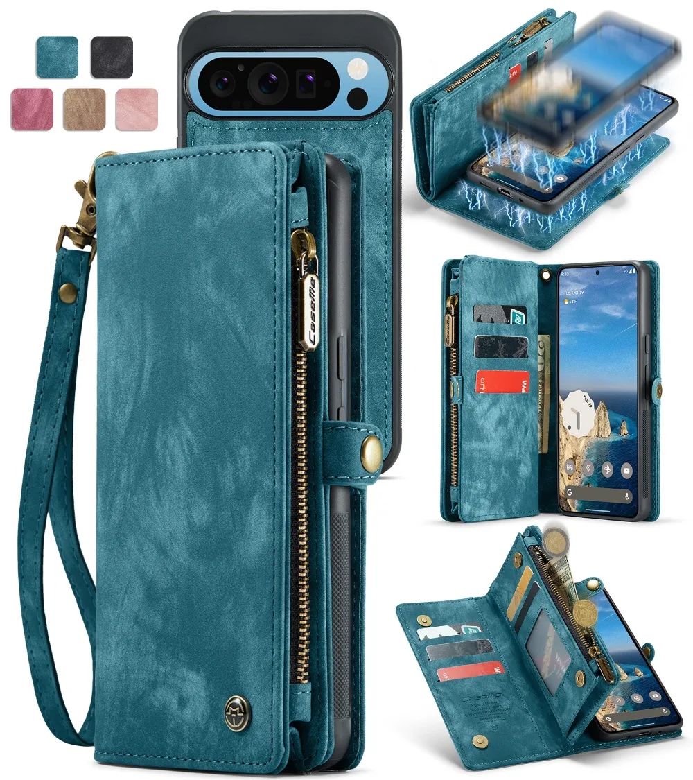 

2-IN-1 Detachable 8-Card Leather Case for Google Pixel 10 Pro XL 5G 2025 Flip Cover Phone Pixel 9 Pro XL 9A Pixel10 Magnet Cover