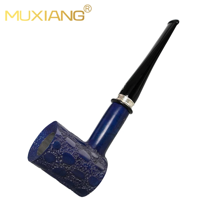 

MUXIANG Handmade briar tobacco pipe Hand-carved Hammer pipe 9mm pipe channel Straight handle acrylic pipe handle soild wood pipe