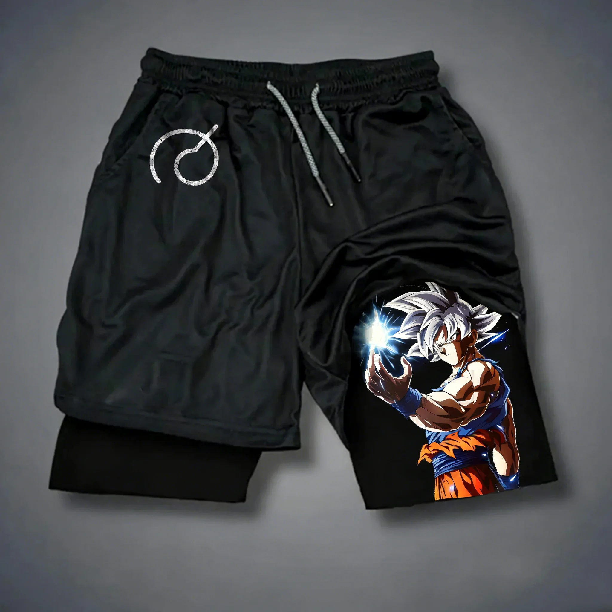 

Dragon Ball Anime Goku Printed Double-layer Shorts Unisex Summer Swimming Training Quick Drying Breathable 2-in-1 Sports Shorts