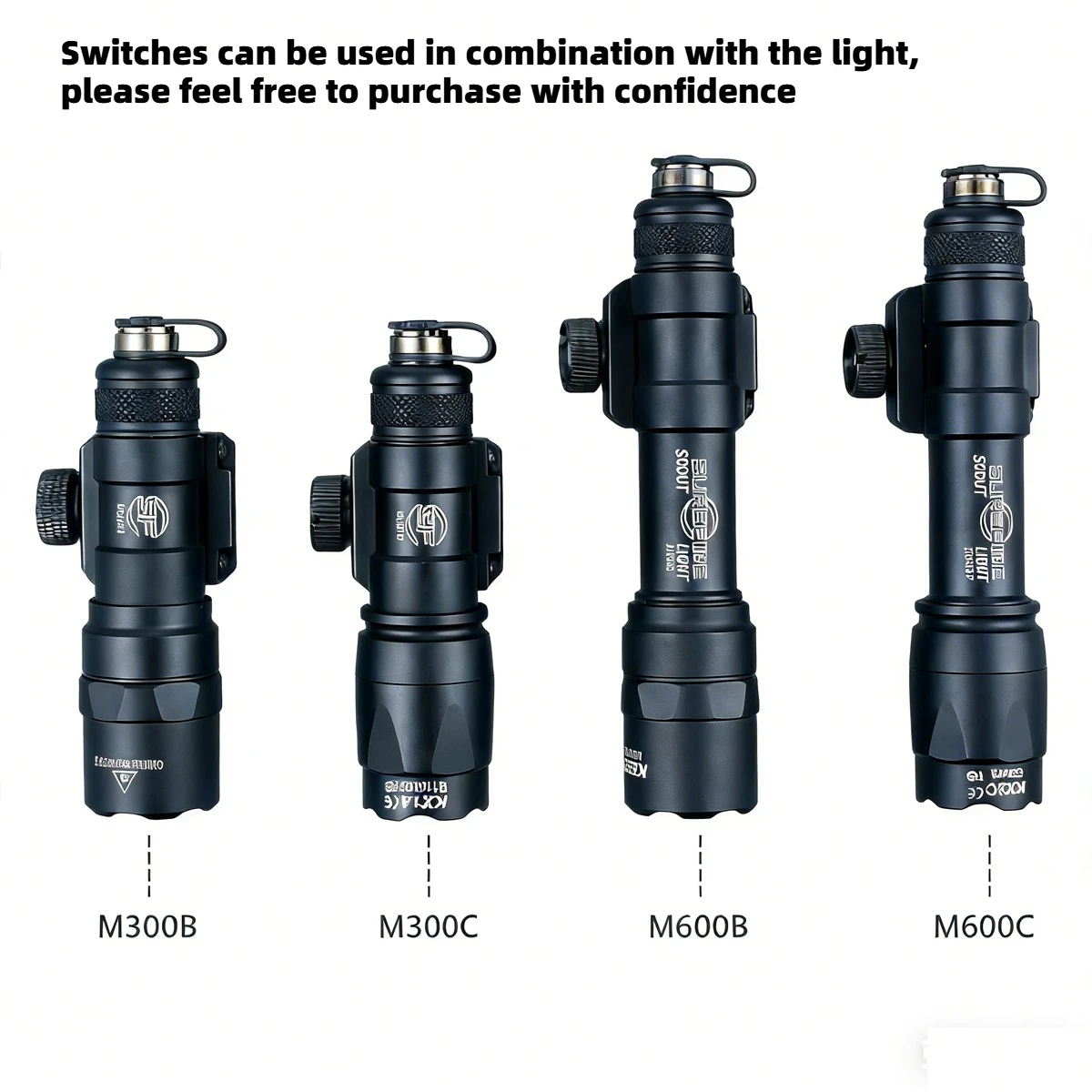 Surefire M300 M600 Flashlight Fit 20mm Rail Rifle Airsoft With UNIT Lite Pressure Switch M600B M600C LED Scout Light view 5