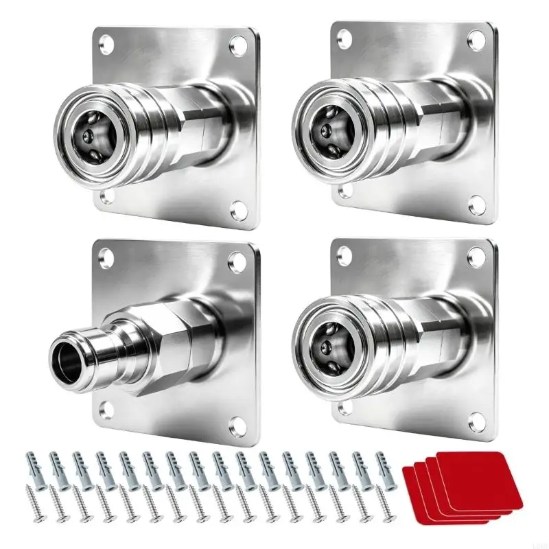 Wall-Mount Pressure Washer Tool Rack with 4 Holders, 1/4inch Fitting Support for Off Floor Foam Sprayer and Nozzle Storage