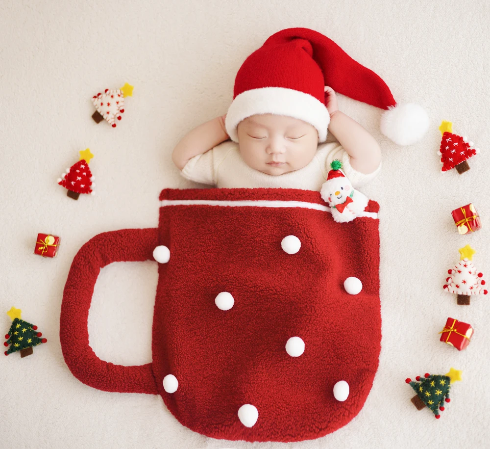 

Первый рождественский фон для фотосъемки новорожденных с узором чашки, фон для фотосъемки новорожденных, тканевое детское рождественское одеяло, многослойное позирование