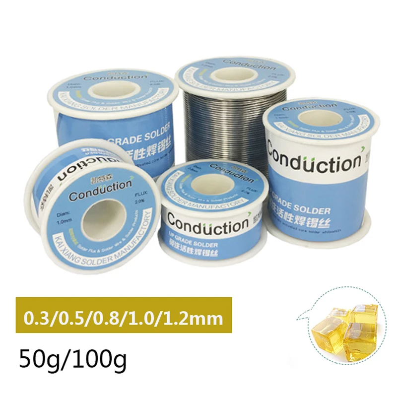 

0.3/0.5/0.8/1/1.2mm 50g/100g Welding Solder Wire High Purity Low Fusion Spot Rosin Soldering Wire Roll No-clean Tin BGA Welding