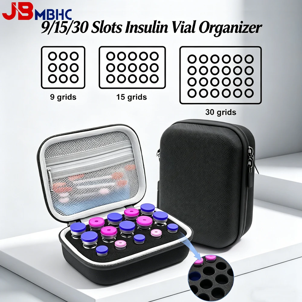 Insulin Fridge Storage Case 9/15/30 Slots Insulin Vial Protector Holder Insulin Travel Case Organizer Fits Standard 3/10ml Vials