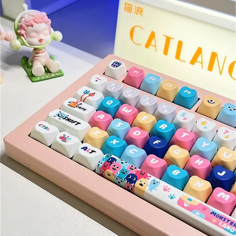 PBT Keycaps 120 Keys MOA Height, Candy Monster Keycaps, Hot Sublimation, For Cherry MX 104/87/61 Mechanical Keyboard