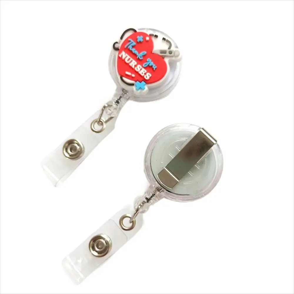 ID Card Holder Nurse Badge Reel Chest Card Name Tag Retractable Badge Holder Work Card PVC Easy Pull Buckle