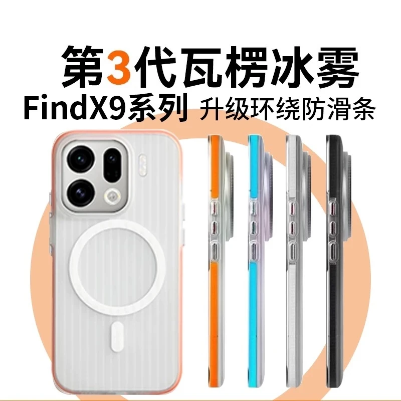 

Magnetic Case For Oppo Find X9 Pro 5G For MagSafe Matte Transparent Luggage Stripe Slim Cover For Find X 9 X9Pro Cover Shell