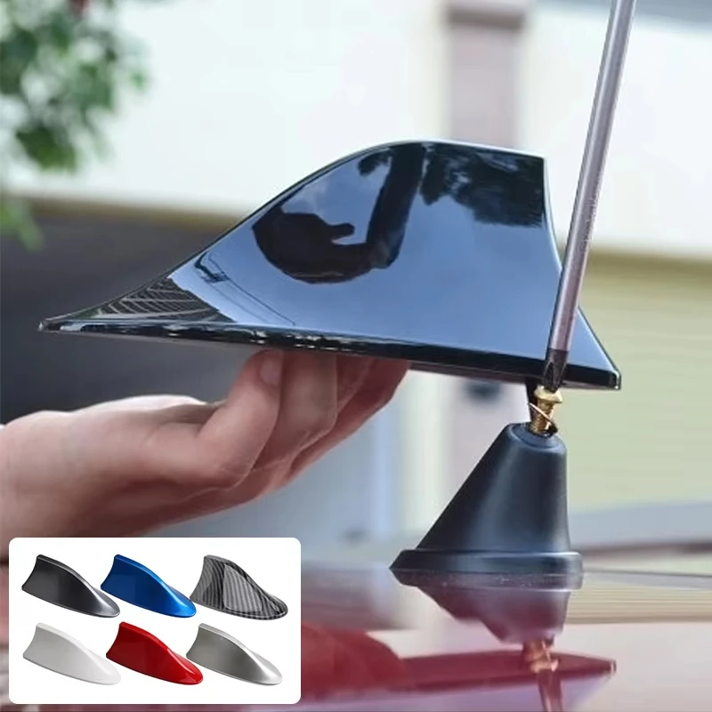 

Waterproof Universal Car Radio Antenna Shark Fin Roof Decorative Antenna with Adhesive Tape Base with FM/AM Radio Function