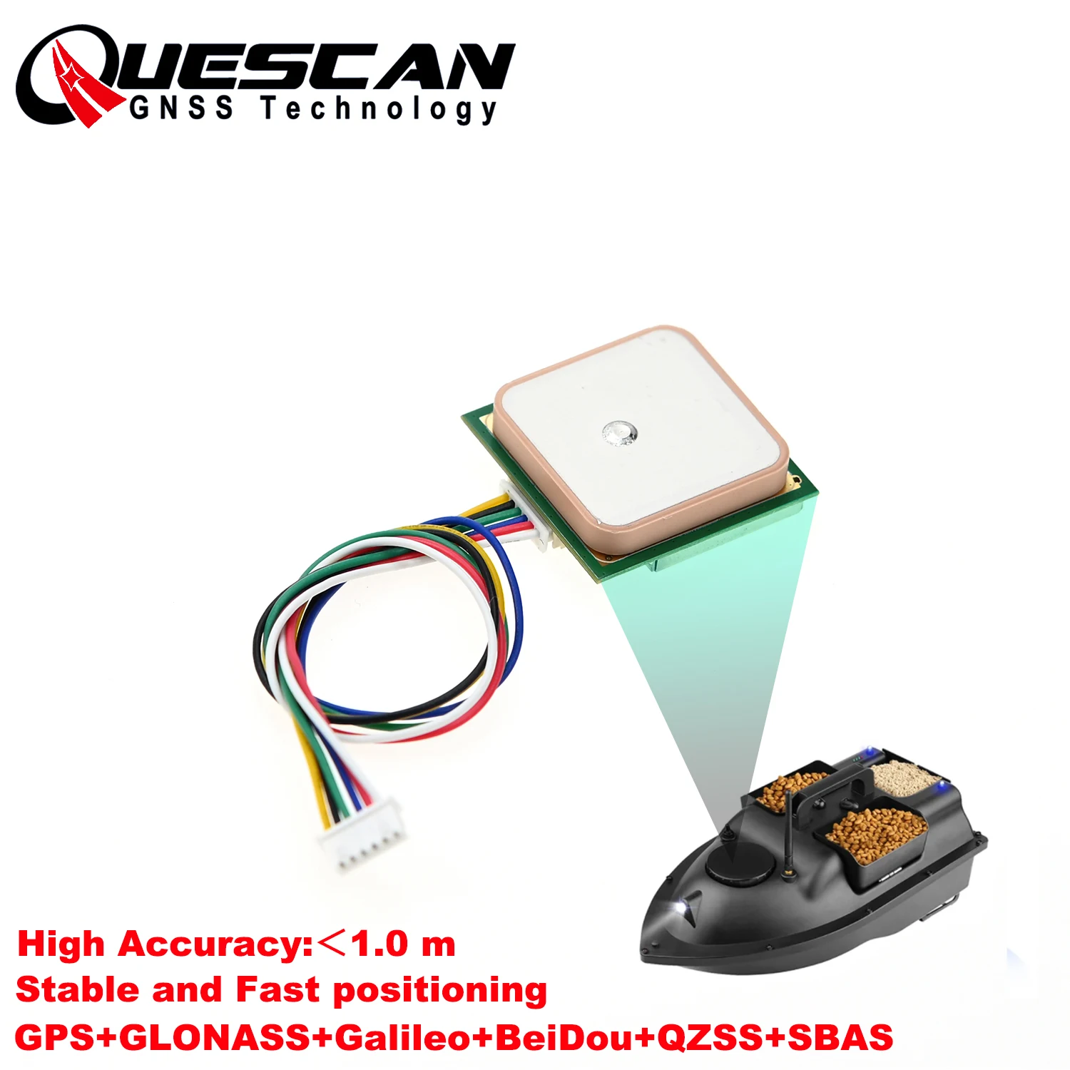 Newest High-precision Fishing Bait Boat GPS Module Receiver for V18 C118 R18 CTV18 GPS Parts GLONASS Galileo BeiDou,1 m Accuracy