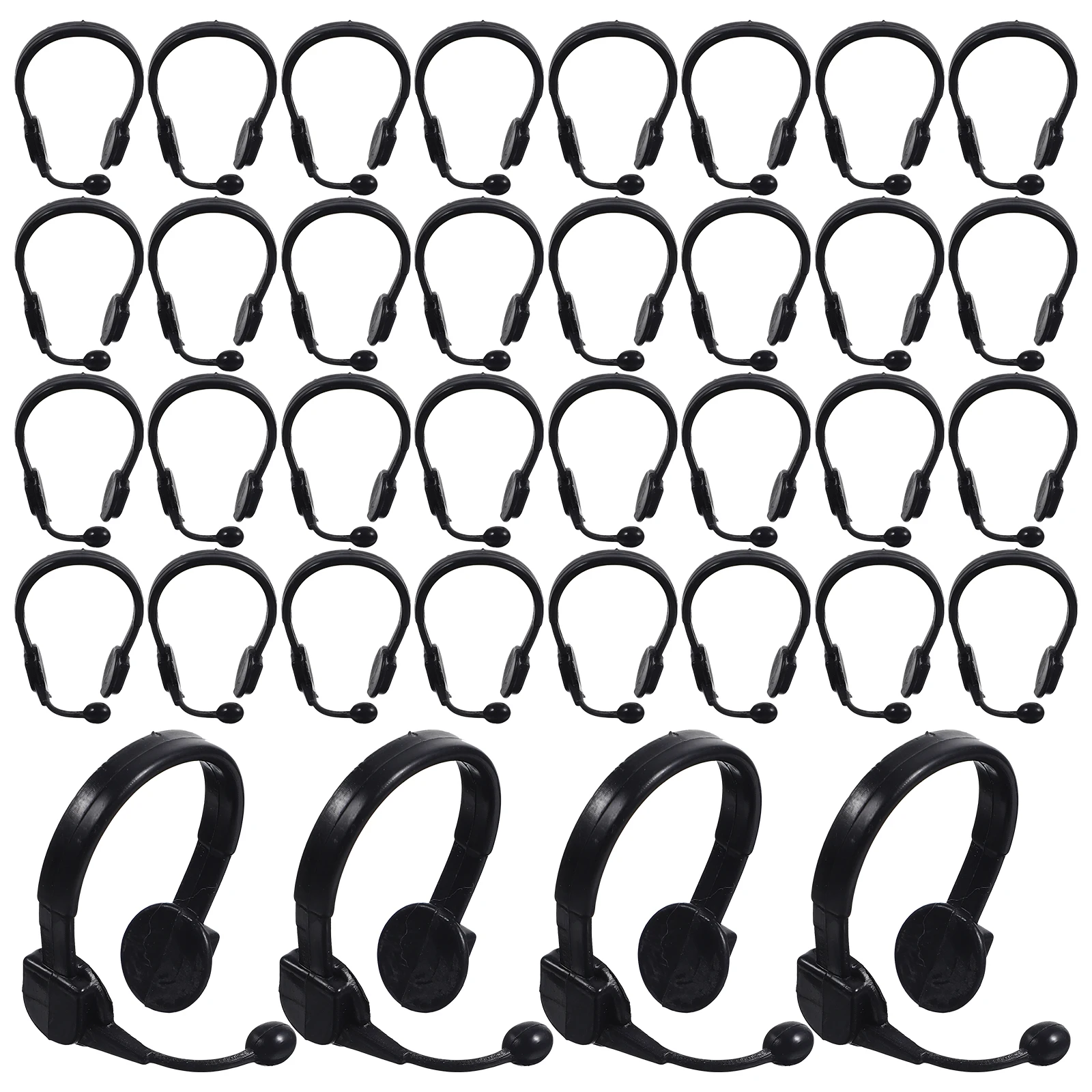 

50pcs Miniature Microphone Headset for Black Plastic Creative Pretend Play Accessories Decor Kids Gift