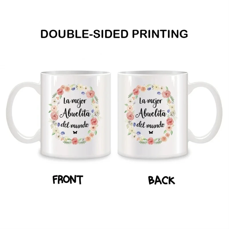 أفضل كوب للجدة في العالم، هدية عيد ميلاد للجدة الإسبانية، كوب شاي سيراميك، قهوة، أبيض، #5