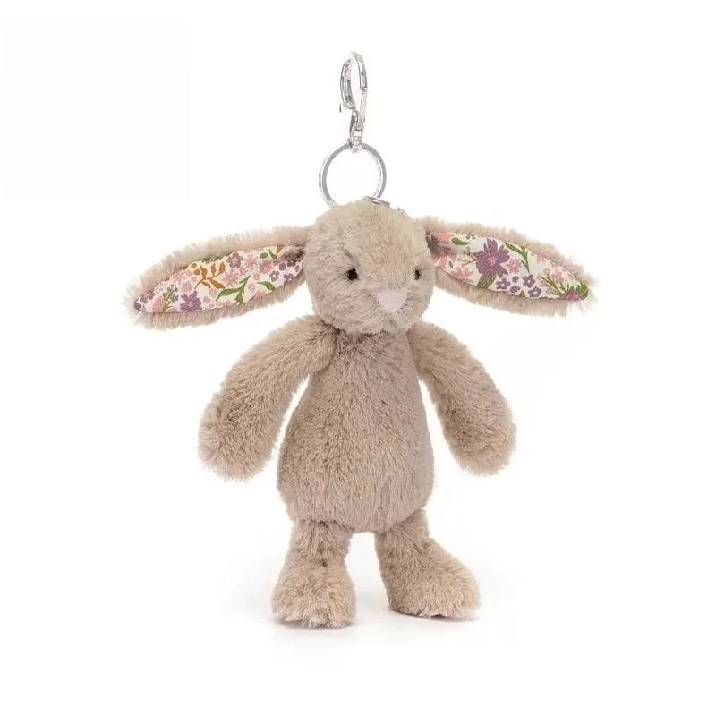 

UK Jellycat Beige Floral Bonnie Bunny Bag Charm Plush Keychain Student New Year Gift