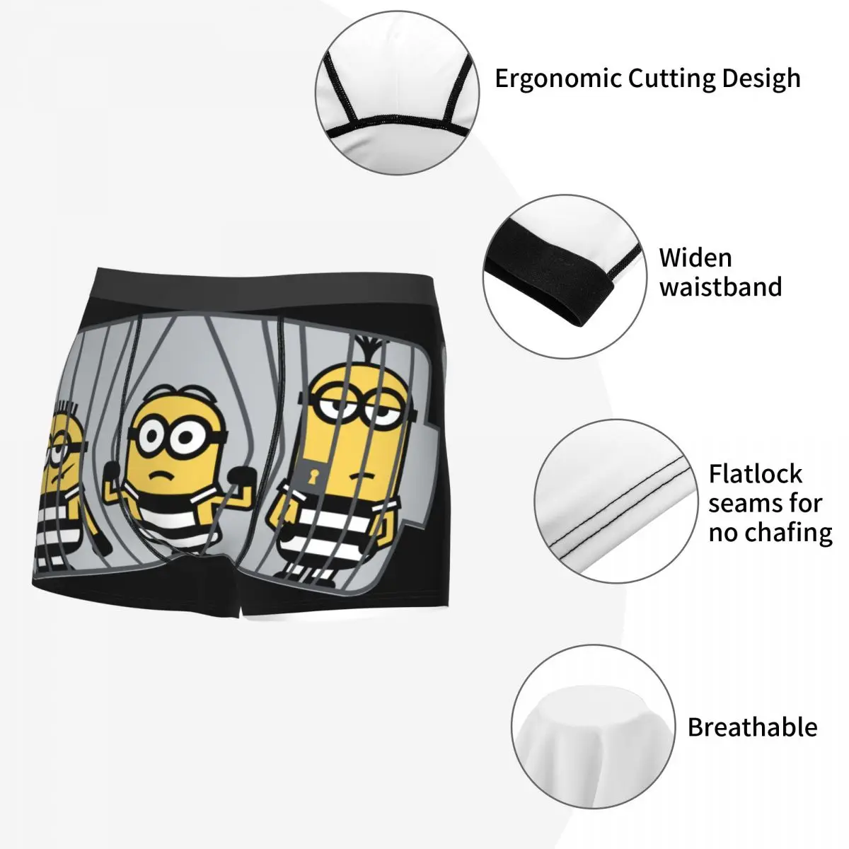 Custom M-Minions Cartoon Battery Boxer Shorts For Men 3D Printed Underwear Panties Briefs Stretch Underpants