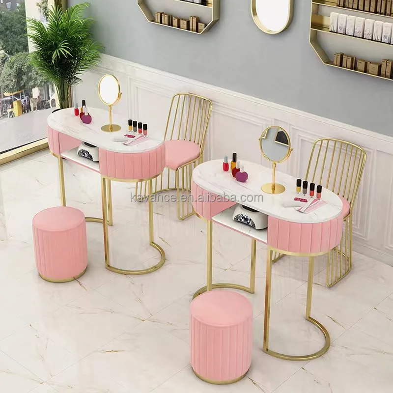 Modern Pink Custom Colored Manicure Table For Salon Gel Manicures