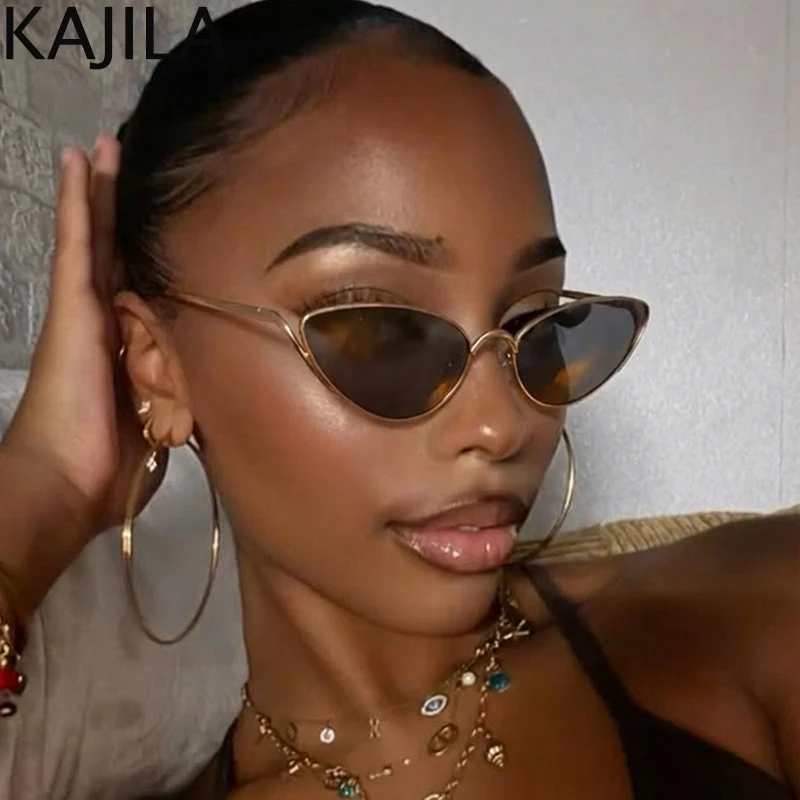 

Sexy Cat Eye Punk Sunglasses Women 2025 Luxury Brand Trendy Metal Frame Travelling Sun Glasses For Ladies Vintage Shades UV400