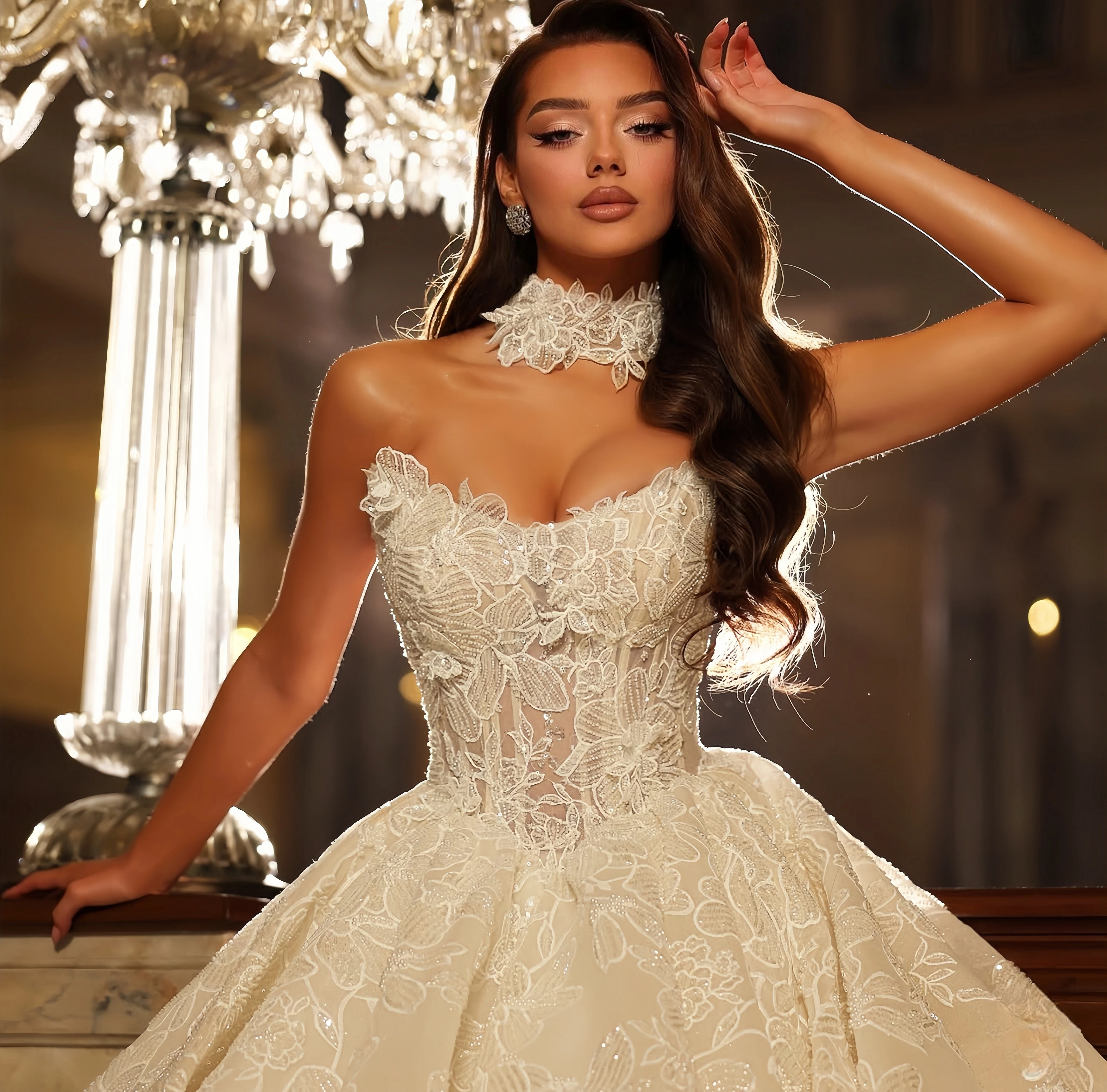 Customized Lace sweetheart Collar Embroidered Luxury wedding dress vestidos de novia amanda novias amanda novias official image 3