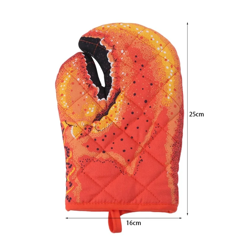 Creative thickened crab shaped oven gloves made of cotton with anti slip and heat-insulating properties, durable baking gloves
