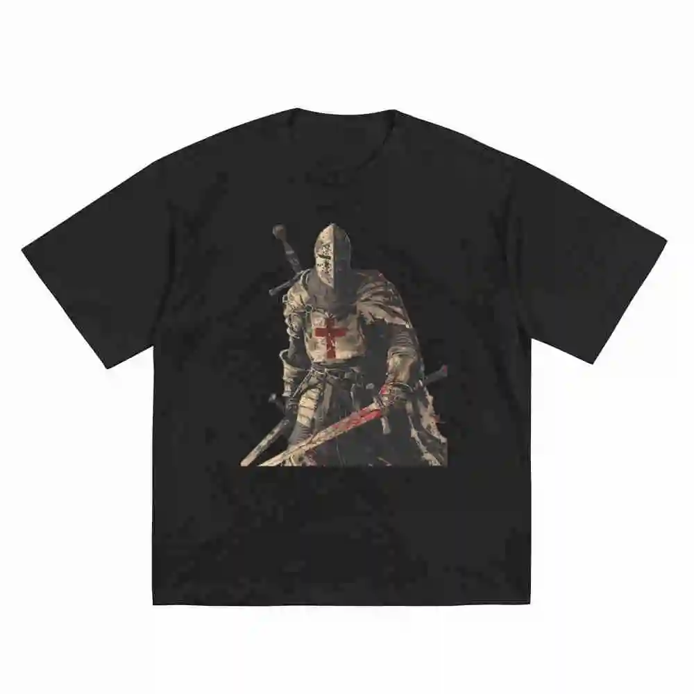 Medieval Knight Templar Short Sleeve Tee 100% Cotton T-Shirt