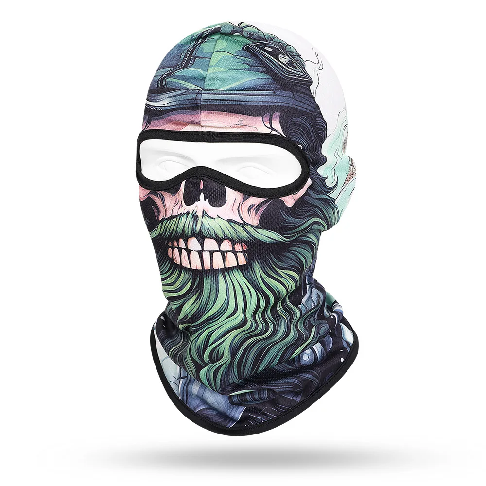 Multifunctional Headgear Balaclava for Men and Women, Full Face Scarf Cap, Dry Quick Elastic Headwear, Beard Skull, 3D Print,