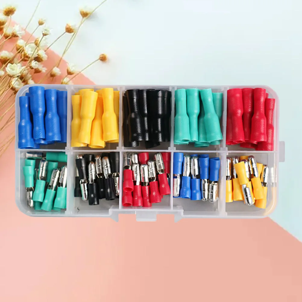 

100pcs Crimp Terminal Connector Kit Electrical Insulated Connectors Cable Ring Spade Quick Disconnect Household