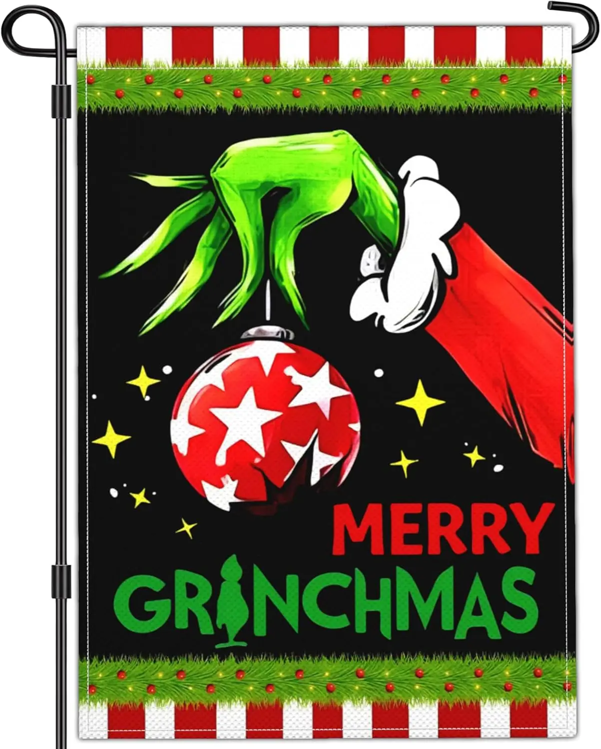 Merry Grinchmas Garden Flag Christmas Garden Flags for Outside 12x18 Double Sided Christmas Vacation Decorations Outdoor Yard Si