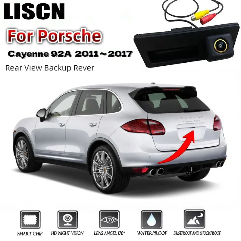

Для Porsche Cayenne 92A 2011 ~ 2017 HD ночной вид сзади резервная камера заднего вида парковочная камера с ручкой багажника
