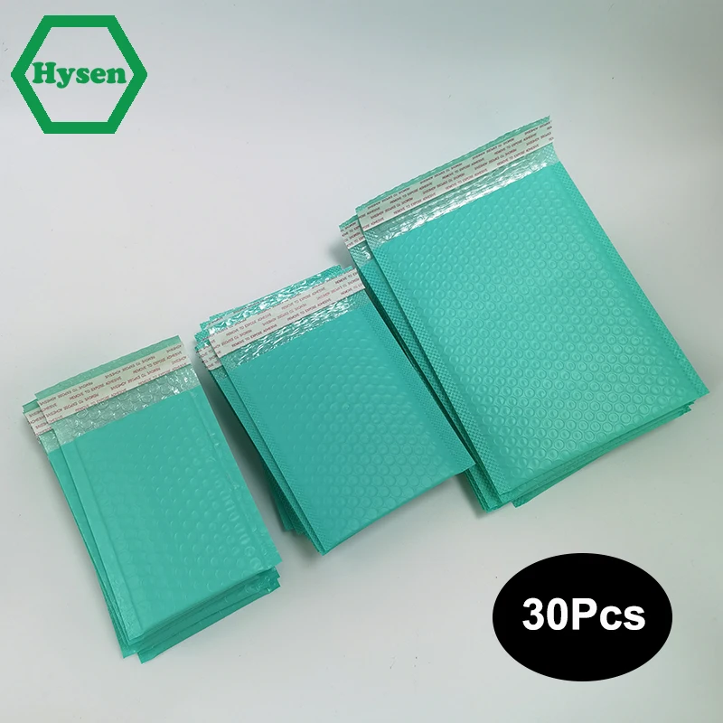 Hysen 30Pcs Green Poly Mailer Bubble Bag Voor Breekbare Goederen Opaque Zelf Waterdichte Zakken Verzending Verpakking Mailer Bubble