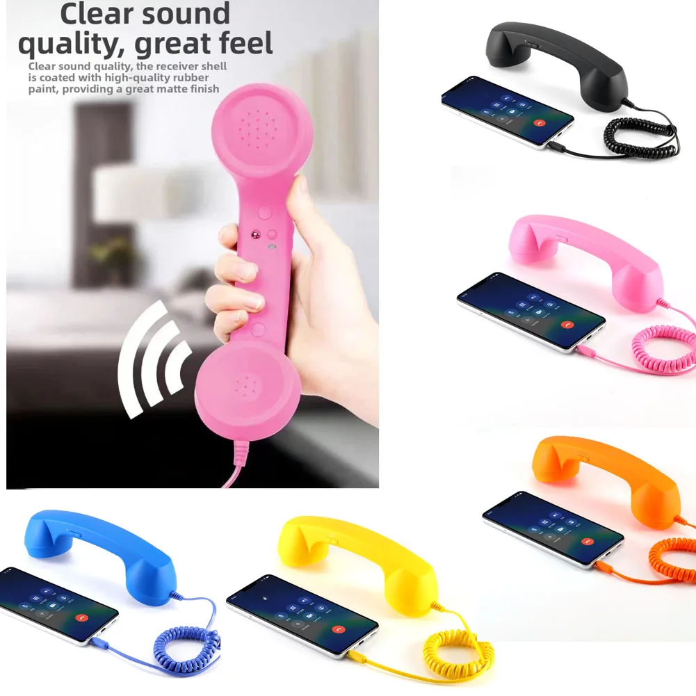3.5mm Retro Telephone Handset Wired Receivers With Built-in Microphone For Smartphone Ergonomic Design ABS Construction Gadget
