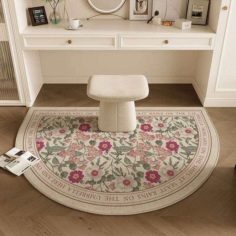 Bedroom Carpet Chair Floor Mat Non-slip TPR Silent Carpets Pastoral Style Spring Flower Home Decoration Rug for Living Room