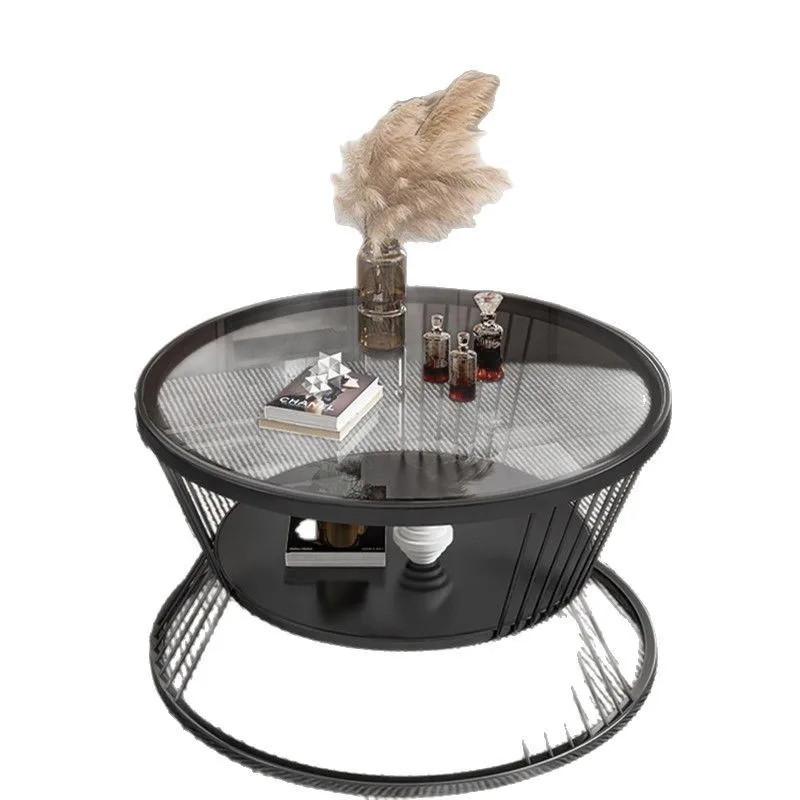 

small apartment living room round household minimalist mini small table Internet celebrity modern light luxury