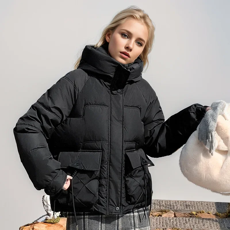 2024 New Winter Women Warm Down Cotton Jacket Fashion Hooded Thick Puffer Coat Casual Loose Outerwear Female Cotton Padded Coats