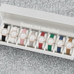 8 Stks/set Damesmode Horloge Casual Arabische Cijfers Met Ronde Wijzerplaat Horloge Kleurrijke Set