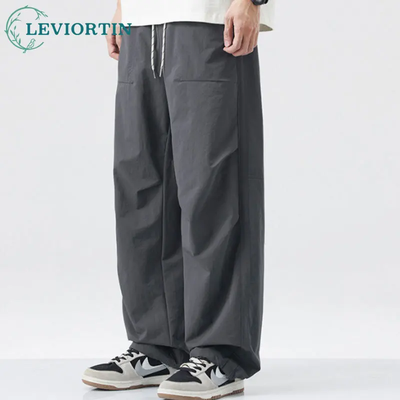 

Men's 2025 Summer New Straight Tube Loose Paratrooper Pants Fashion Trendy Brand Cool Ice Silk Thin Casual Bending Knife Pants