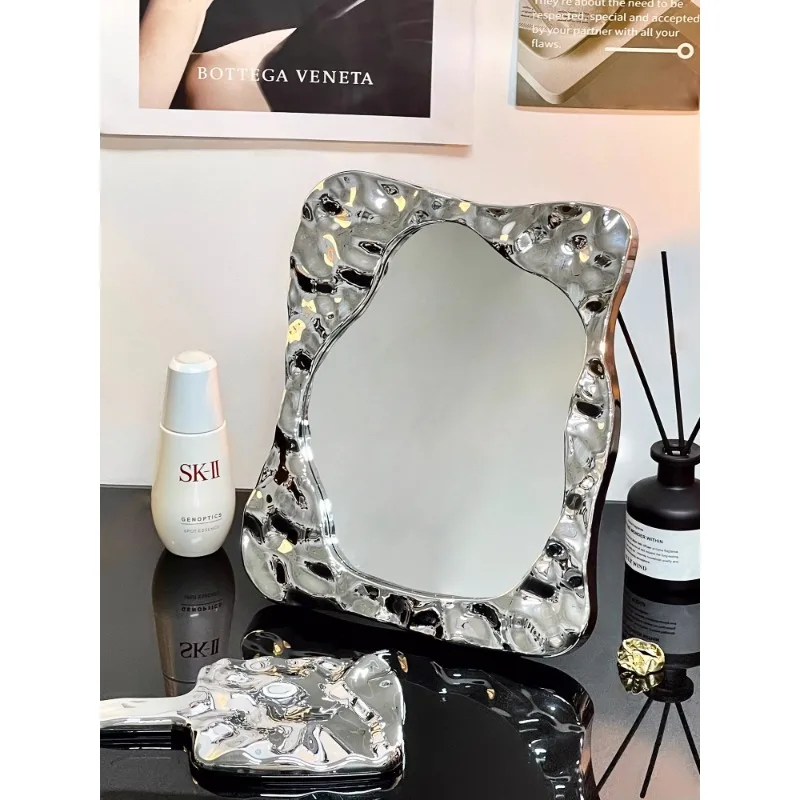 Cosmetic Mirror Wall-Mounted Home Dresser Table Desktop Ins Style Mirror Desktop HD