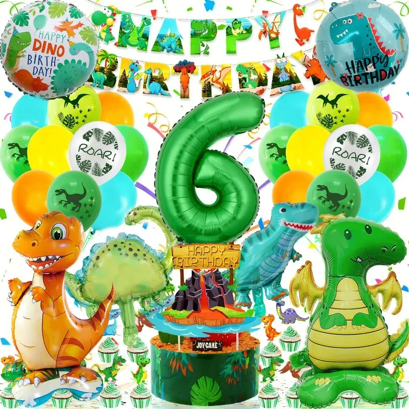 

Вставные карты на тему динозавра, флаги, композиция из воздушных шаров, арка, детский день рождения, украшение для вечеринки, фон для фотосъемки