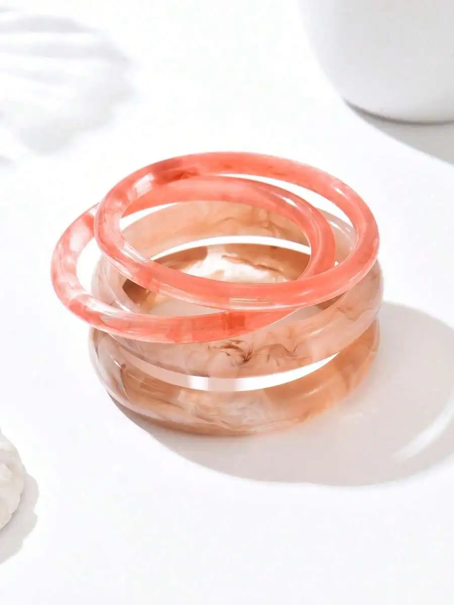 4pcs Vintage Style Acrylic Resin Bangles Set For Women Daily Wear