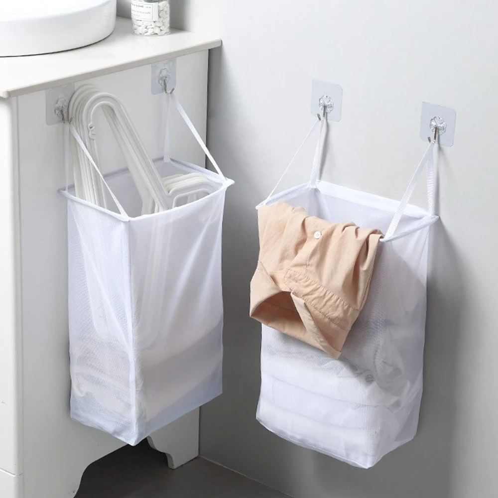 Cesta para la colada, cesta para almacenamiento de ropa sucia montada en la pared, fácil almacenamiento, cesta para ropa portátil de gran capacidad, lavable, gancho para enviar