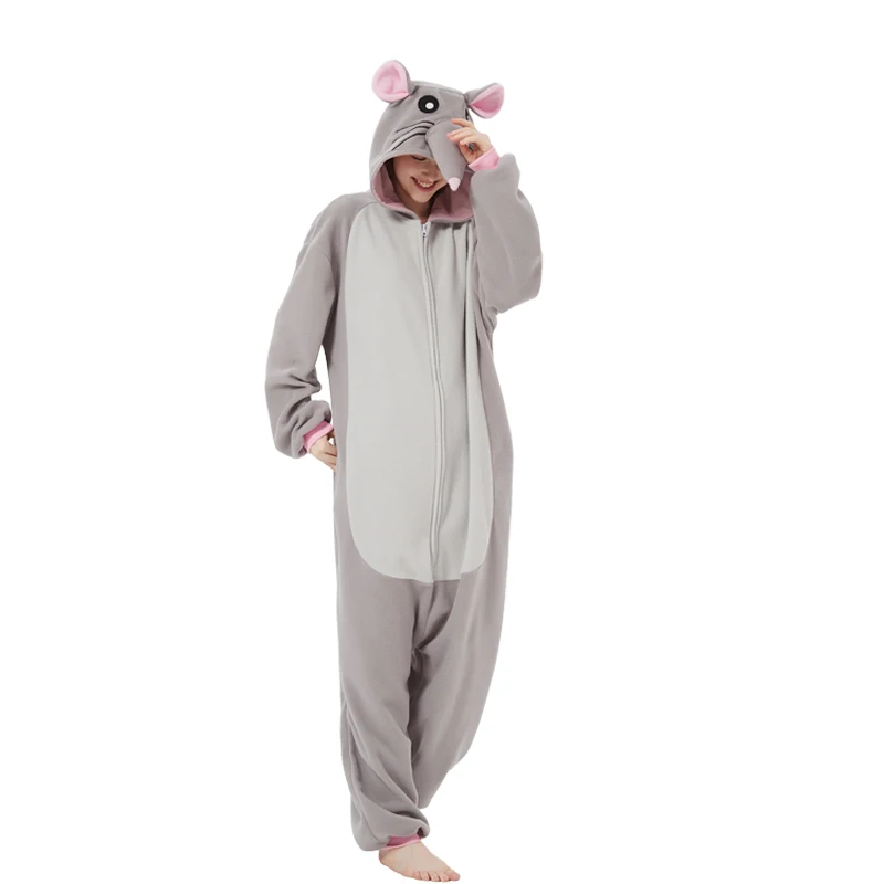 Adult Mouse Zipper Animal Kigurumi wool one-piece pajamas party cartoon costumes Halloween party Cosplay one-piece pajamas