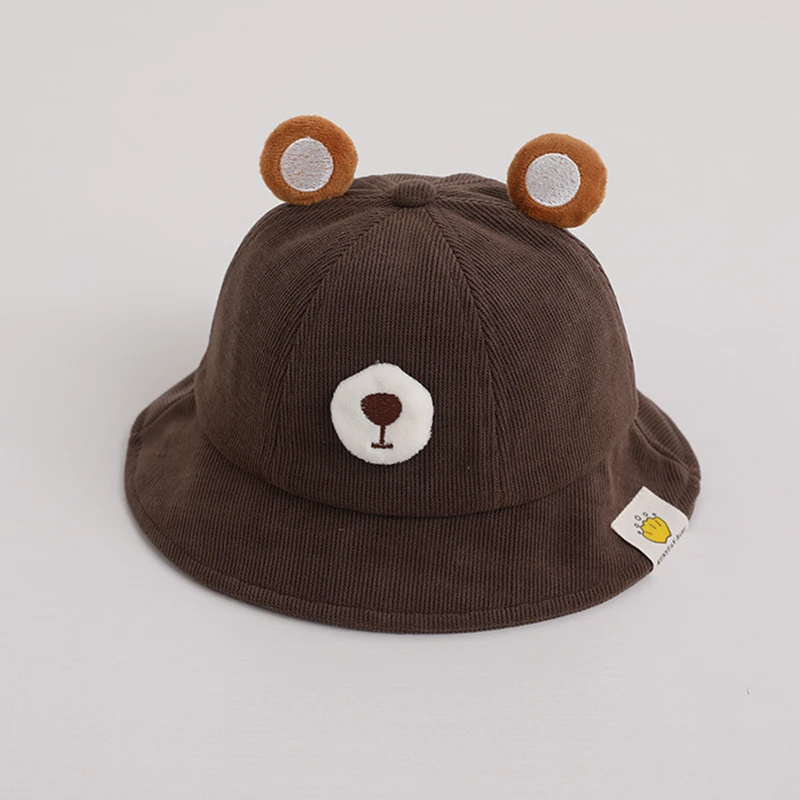 Spring Summer Baby Bucket Hat Cute Bear Ear Newborn Cap Solid Color Outdoor Beach Kids Baby Boy Girl Sun Hats Bonnet 1-4 Years