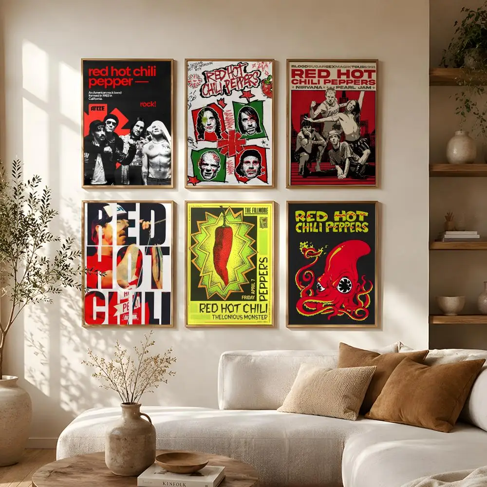 Band Red Hot Chili Peppers Poster Self-Adhesive HD Mural Wall Decals, Living Room Bedroom Home Decor Gift