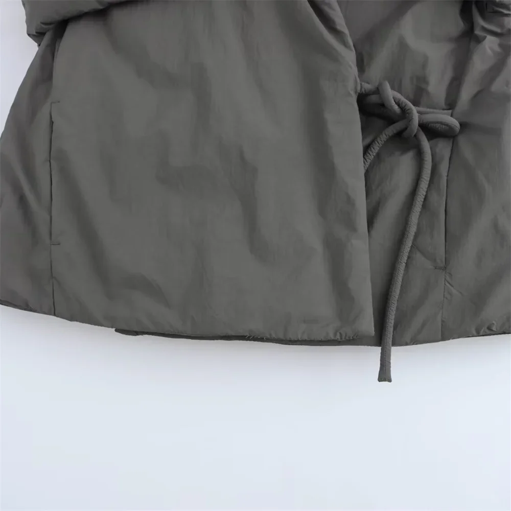 FDEY 2025 early autumn new women's clothing simple design white duck down jacket short loose lace-up jacket