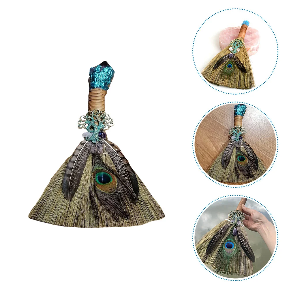 

Mini Crystals Wiccan Broom Decorate Witch Altar Car Pendant Ornament Wand Points