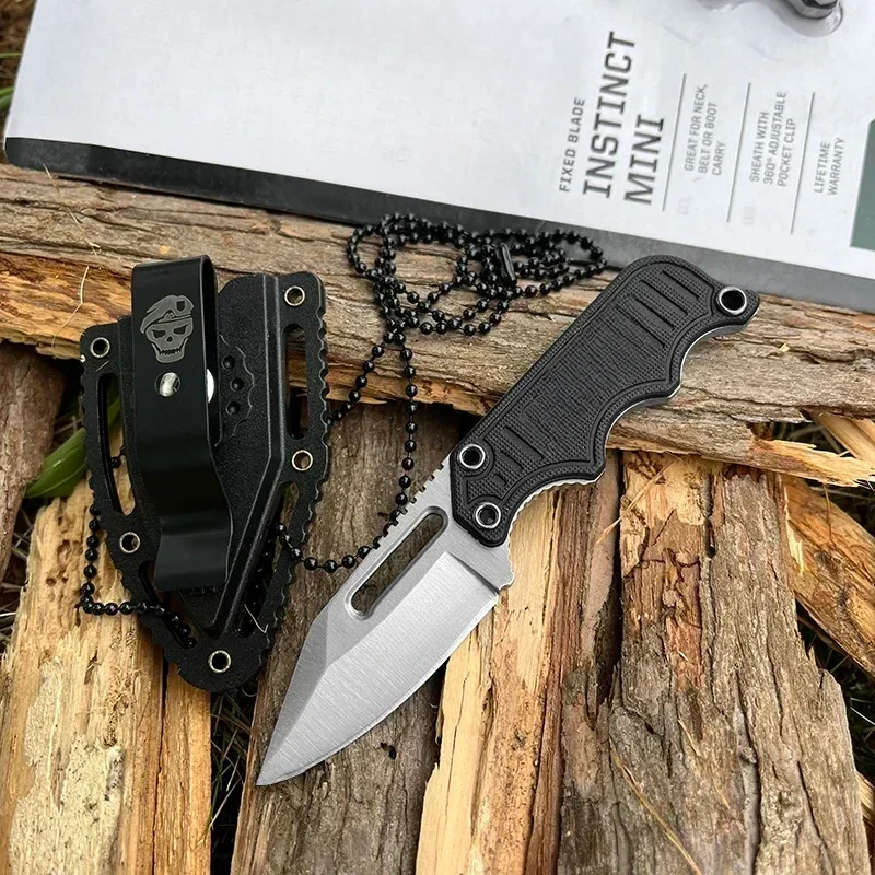 

Mini Fixed Blade Outdoor Camping Rescue Survival Hiking Knife with K sheath sheath and choker pocket knife EDC knife